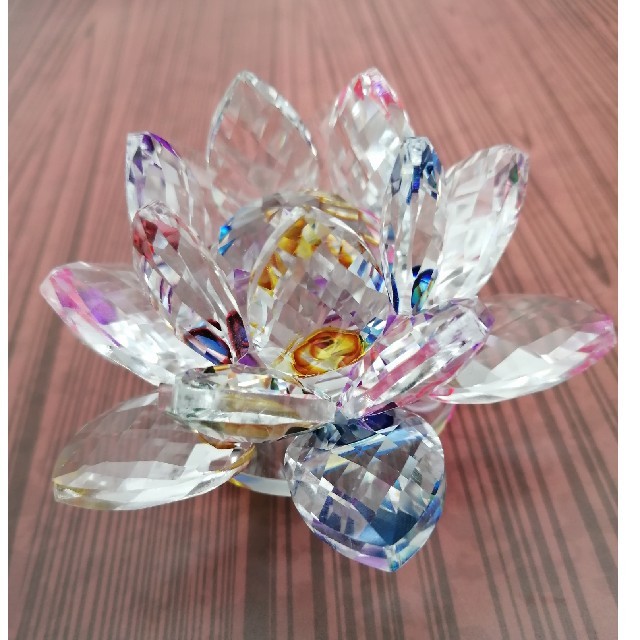 蓮の花　クリスタルガラス　サンキャッチャー