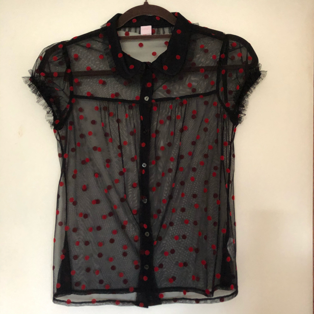 美品 Fifi Chachnil ドットレースブラウス 半袖 - シャツ/ブラウス 美品 Fifi Chachnil ドットレースブラウス 半袖 - シャツ/ブラウス