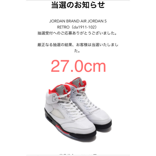 送料込　NIKE AIR JORDAN 5 FIRE RED 27cm