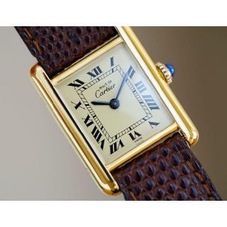 カルティエ(Cartier)の美品 カルティエ マスト タンク アイボリー 手巻き SM Cartier(腕時計)