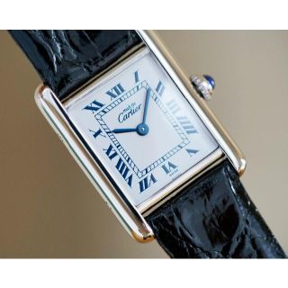 カルティエ(Cartier)の美品 カルティエ マスト タンク シルバー ブルーインデックス SM(腕時計)