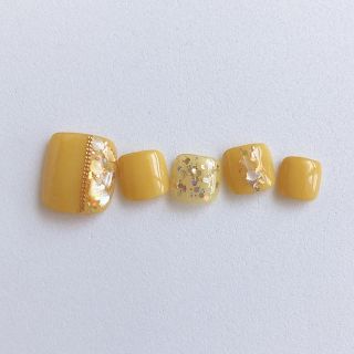 マスタードシェル フットネイルチップ 夏ネイル サンダル マスタードシェル フットネイルチップ 夏ネイル サンダル