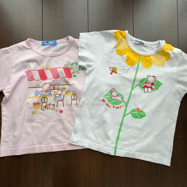 familiar(ファミリア)のファミリアTシャツ　110サイズ　2枚セット　女の子 キッズ/ベビー/マタニティのキッズ服女の子用(90cm~)(Tシャツ/カットソー)の商品写真