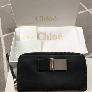 新品・未使用【Chloe】レザーボウ ラウンドファスナー長財布(ピンク ...