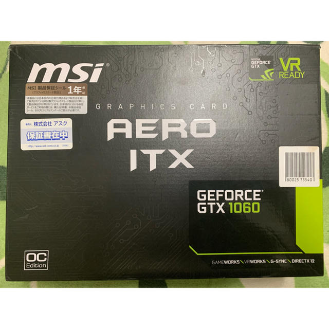 自分用のMSI GEFORCE GTX 1060 AERO ITX 6G OC