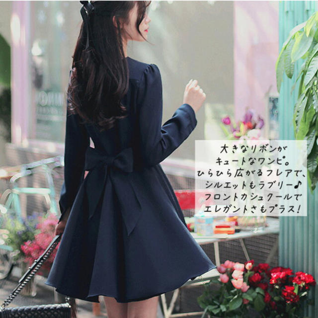 韓国ファッション♡ビッグリボンワンピース レディースのワンピース(ミニワンピース)の商品写真