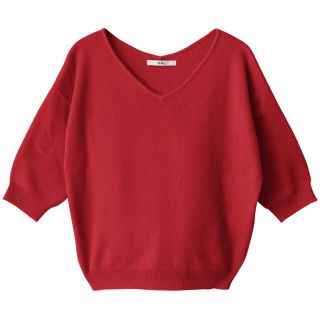 グレイル(GRL)の【新品未使用美品】GRL♡5分丈Vネックニット♡赤(ニット/セーター)