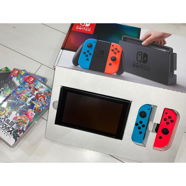 Nintendo Switch - 任天堂switch 本体　どうぶつの森付き　その他カセット5つセット