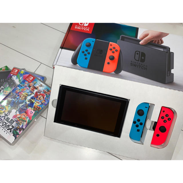 任天堂switch 本体　どうぶつの森付き　その他カセット5つセット