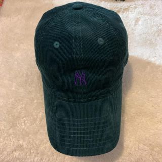 ニューエラー(NEW ERA)のニューエラ　キャップ BEAMS別注  緑グリーン　チビロゴ紫 コーデュロイ(キャップ)