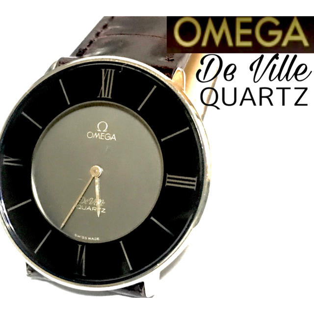 超美品◆OMEGA／DeVille.QUARTZ.メンズ、アルマーニ革ベルト