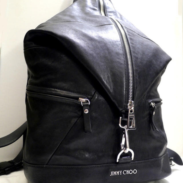 良品 JIMMY CHOO ジミーチュウ スターエンボス紺白フィッツロイ レザー