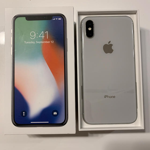 iPhone X 64GB silver (SIMロック解除済) - スマートフォン本体