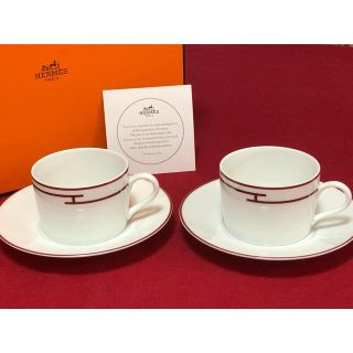 エルメス(Hermes)のHERMES エルメスリズム  ペアカップ&ソーサー ☆レッド(グラス/カップ)