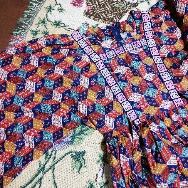 70s パッチワーク柄 ヒッピー ワンピース vintage の通販 by 【数点