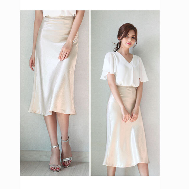 H&M(エイチアンドエム)のグロス サテン ロングスカート Sサイズ レディースのスカート(ロングスカート)の商品写真