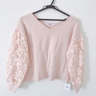 グレイル(GRL)の新品＊GRL＊花柄袖シフォンニット(ニット/セーター)