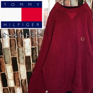 トミーヒルフィガー(TOMMY HILFIGER)の【激レア】トミーヒルフィガー ニット☆胸刺繍ロゴ有り☆オールドトミー☆90s(ニット/セーター)