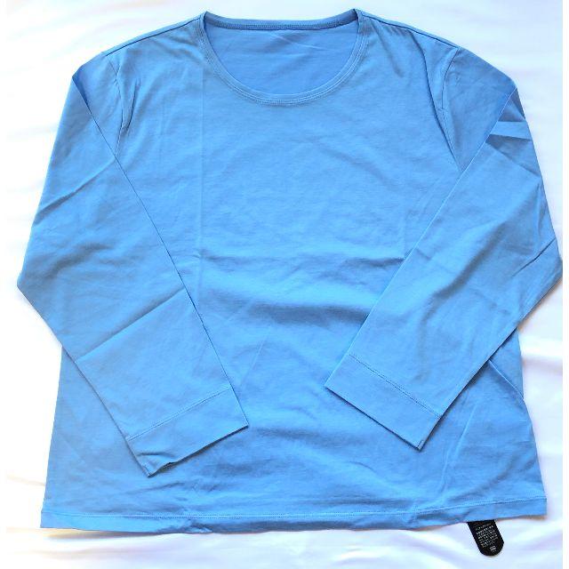 【新品未使用】【レディース４Ｌ】無地長袖Ｔシャツ　ソフトブルー レディースのトップス(Tシャツ(長袖/七分))の商品写真