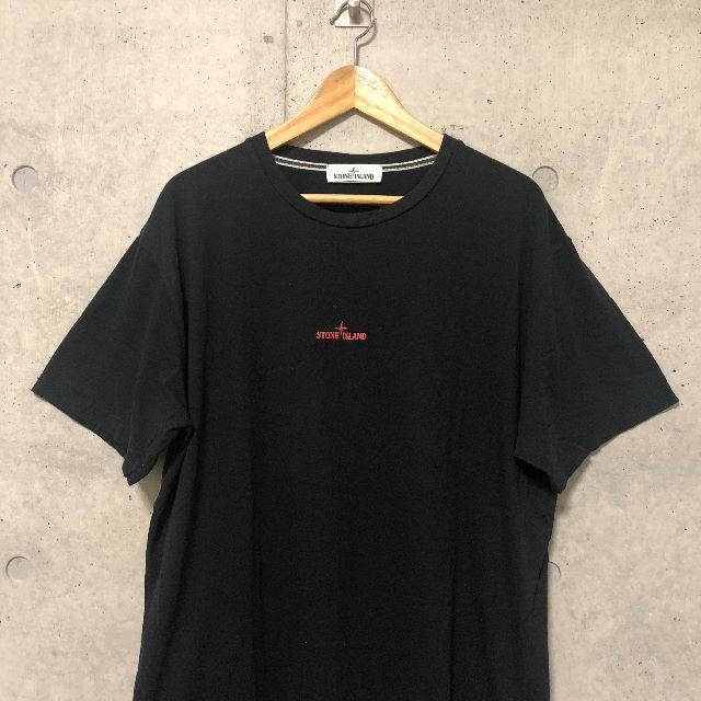 STONE ISLAND フロント ロゴ クルー Tシャツ XXL ブラック