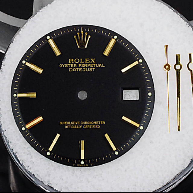 売れ筋がひ贈り物！ ロレックス 美品 - ROLEX デイトジャスト 文字盤針セット BEYELER ブラック 純正 腕時計(アナログ)