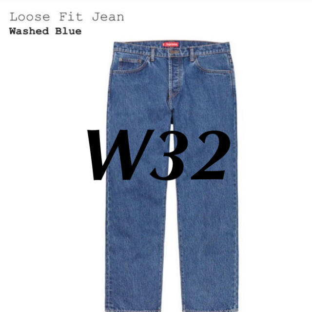 W32 supreme loose jean ルーズフィット シュプリームWashedBlueサイズ