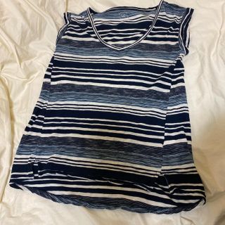 ギャップ(GAP)のボーダー タンクトップ　ギャップ　紺色　ブルー　ストライプ　Tシャツ　綿生地 S(Tシャツ(半袖/袖なし))