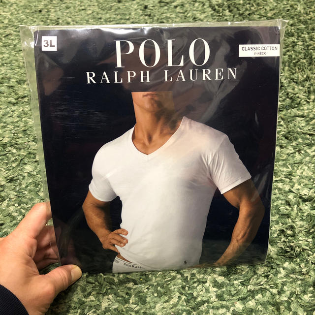 POLO RALPH LAUREN(ポロラルフローレン)の情熱価格⭐️polo 白　Vネック　綿100%Tシャツ　未開封　３L メンズのトップス(Tシャツ/カットソー(半袖/袖なし))の商品写真