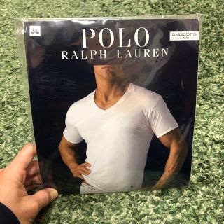 ポロラルフローレン(POLO RALPH LAUREN)の情熱価格⭐️polo 白　Vネック　綿100%Tシャツ　未開封　３L(Tシャツ/カットソー(半袖/袖なし))