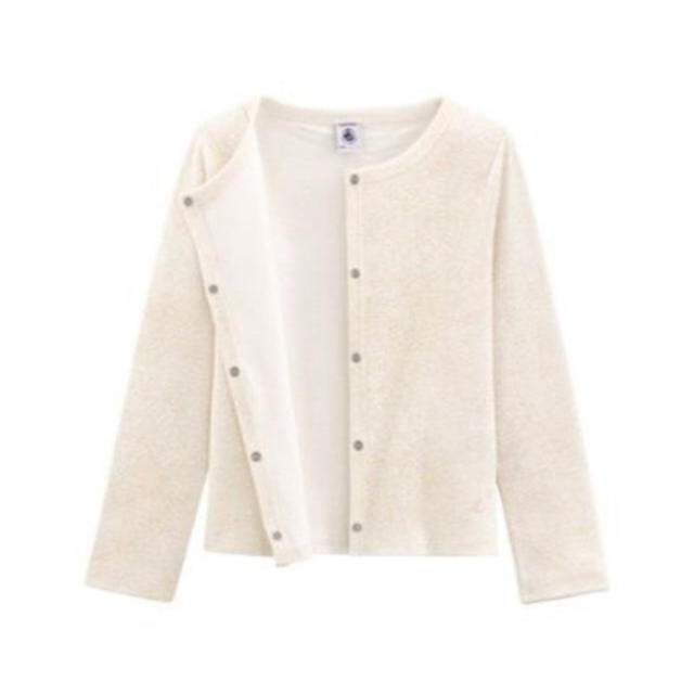 PETIT BATEAU(プチバトー)の☆SALE☆4ans プチバトー ラメプリント長袖カーディガン キッズ/ベビー/マタニティのキッズ服女の子用(90cm~)(カーディガン)の商品写真