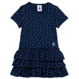 プチバトー(PETIT BATEAU)の☆SALE☆18m プチバトー ハートプリントフリルワンピース(ワンピース)