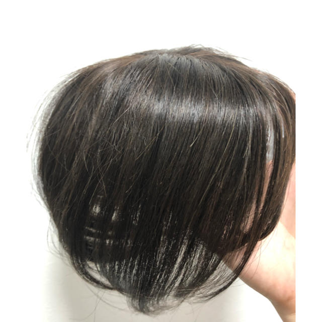 前髪ウィッグ ３D増毛 白髪隠しヘアピース100%人毛総手植えダークブラウン