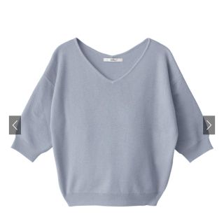 グレイル(GRL)のグレイル　春物新品　ブルー五分袖ニット(カットソー(長袖/七分))