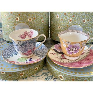 ウェッジウッド(WEDGWOOD)のウェッジウッド バタフライブルーム　ティーカップ&ソーサー　新品　箱付き(グラス/カップ)