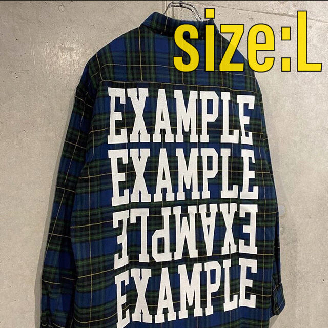 【緑/L】EXAMPLE TARTAN CHECK SHIRT2点セットトップス