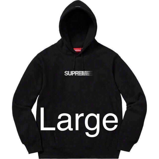 supreme motion logo hoodedモーションロゴblack L