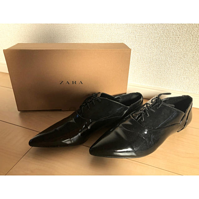 ZARA(ザラ)のZARA ポインテッドトゥ　レースアップシューズ　size38 レディースの靴/シューズ(ローファー/革靴)の商品写真
