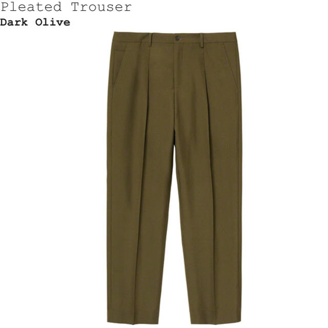 30 supreme pleated trouser pant olive 新品