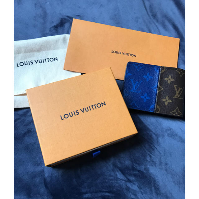 新品 】 - VUITTON LOUIS ルイヴィトン 財布 二つ折り 限定 青