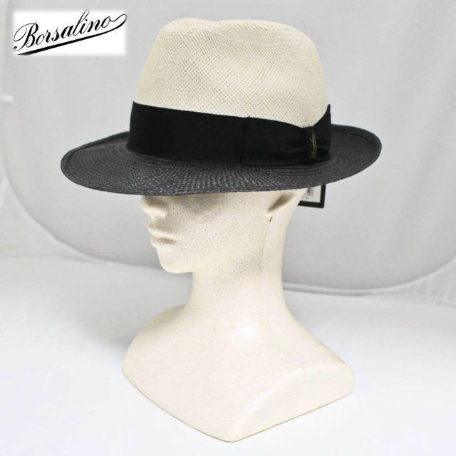 Borsalino(ボルサリーノ)の《ボルサリーノ》2点セット 高級パナマハット 麦わら帽子 白黒 59(L) メンズの帽子(ハット)の商品写真