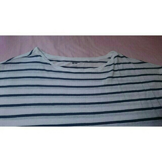 UNIQLO(ユニクロ)のUNIQLO ノースリーブボーダーTシャツ 麻混 レディースのトップス(Tシャツ(半袖/袖なし))の商品写真