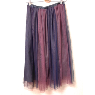 プードゥドゥ(POU DOU DOU)の配色チュールスカート　ピンク　ブルー(ロングスカート)