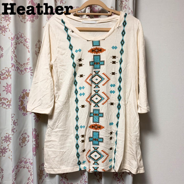 heather(ヘザー)のheather♡エスニック柄Tシャツ 七分袖 ロンT レディースのトップス(Tシャツ(長袖/七分))の商品写真