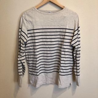 ユニクロ(UNIQLO)のメンズ UNIQLO ベージュボーダーカットソー(Tシャツ/カットソー(七分/長袖))