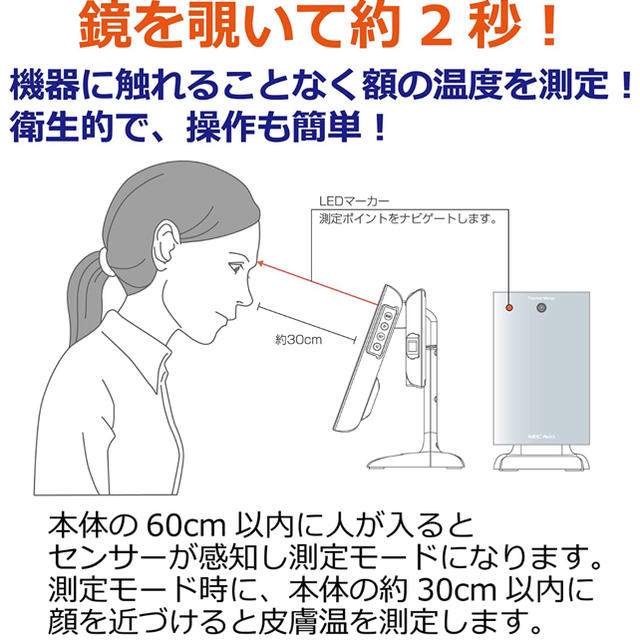 非接触ミラー型皮膚温度計　Thermo Mirror  ウイルス対策　未使用