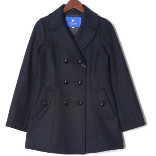 バーバリーブルーレーベル(BURBERRY BLUE LABEL)のブルーレーベル クレストブリッジ  メルトンコート　ラビットファー　ネイビー(毛皮/ファーコート)