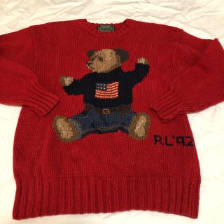 ラルフローレン(Ralph Lauren)の激レア⭐RALPH LAUREN⭐ベア⭐ニット⭐セーター⭐M⭐レッド⭐92年製⭐(ニット/セーター)