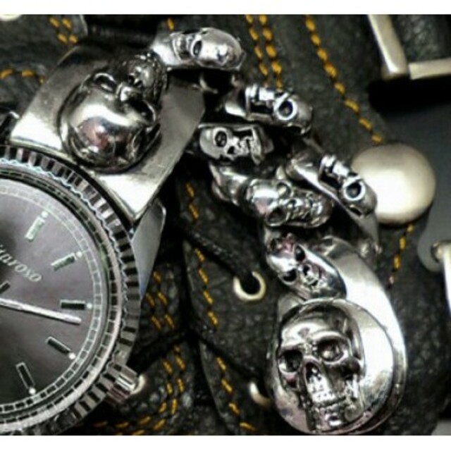 インパクト抜群 スカル ブレス 腕時計 ドクロ ブレスレット 高級重量感 重厚