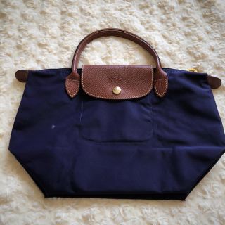 ロンシャン(LONGCHAMP)のロンシャン☆トートバッグ ナイロン,紫色  ブラウン革(トートバッグ)