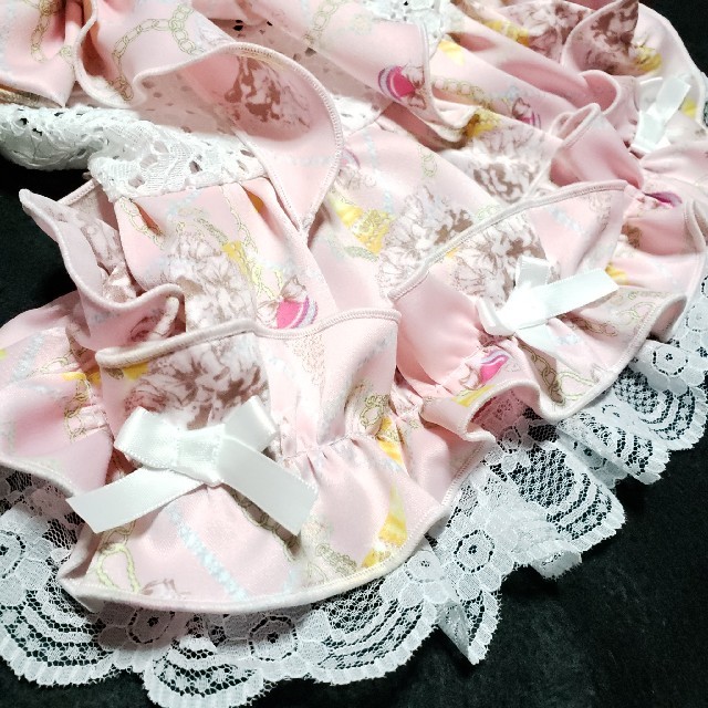 2022春夏新作】 犬服 レース&サテンワンピース ピンク ハンドメイド
